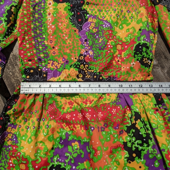 Vintage John Meyer abstract lightweight psychedelic fit n flare mini gogo dress - Picture 8 of 10